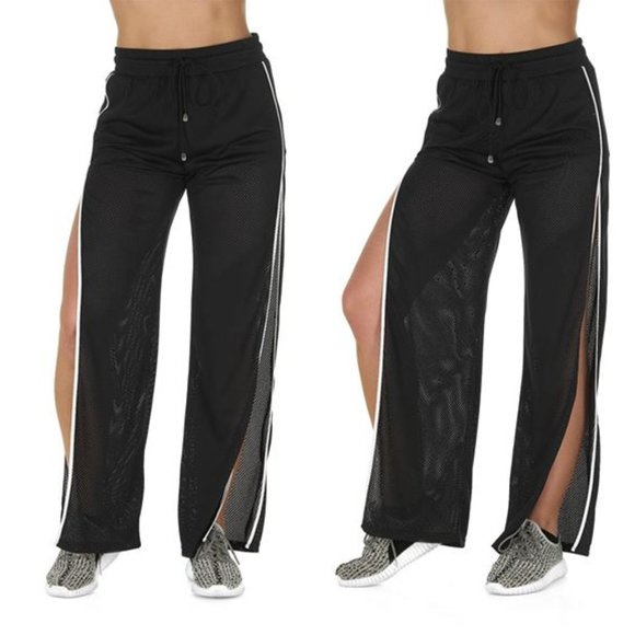 Black Mesh Wide Leg Pants - Picture 1 of 2